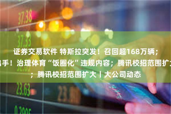 证券交易软件 特斯拉突发！召回超168万辆；抖音等多平台出手！治理体育“饭圈化”违规内容；腾讯校招范围扩大丨大公司动态