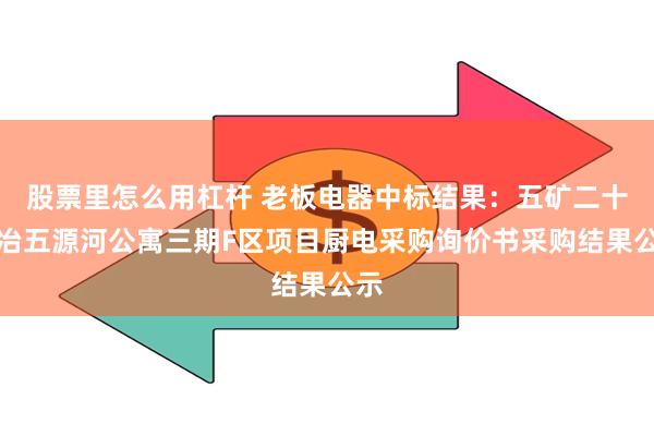 股票里怎么用杠杆 老板电器中标结果：五矿二十三冶五源河公寓三期F区项目厨电采购询价书采购结果公示